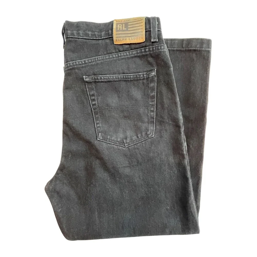 Vintage Y2K‎ Polo Ralph Lauren Flag Jeans Men's Black Stonewash 38 Waist Relaxed